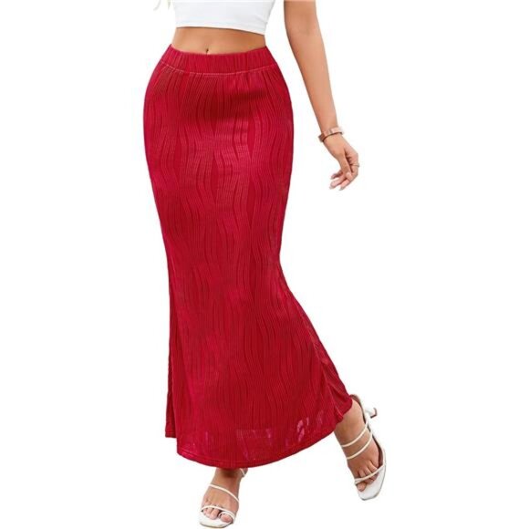 Elegant Maxi Skirts for Women Red - Picture 1 of 6